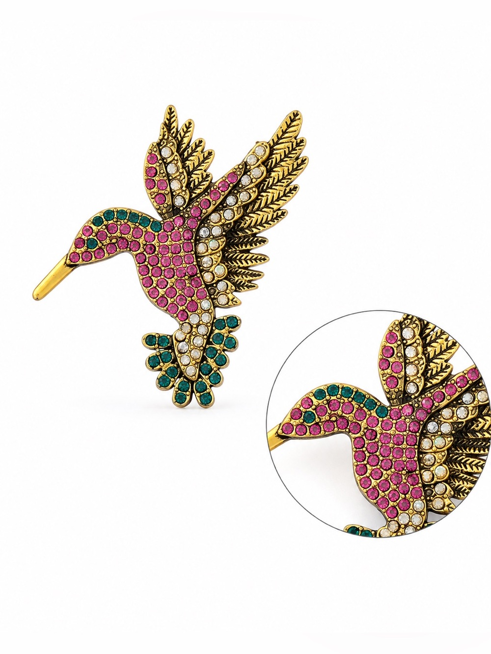 Crystal Hummingbird brooch